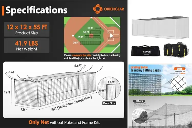 Detailed view of Best Baseball Batting Cage Nets